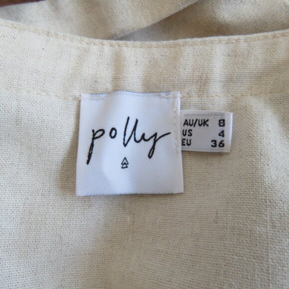 PRINCESS POLLY Linen Blend Utility Boilersuit Jumpsuit in Oatmeal - Size US 4 - Picture 15 of 16